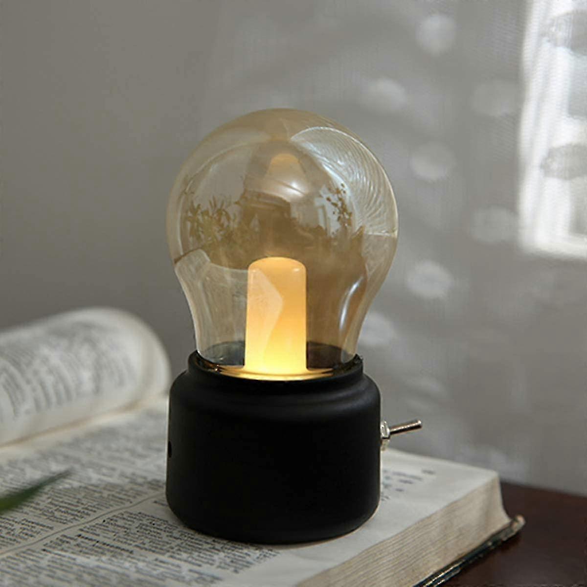 Usb Rechargeable Retro Bedside Lamp, Led Light Fixtures Table Lamp Night Light Mini Desk