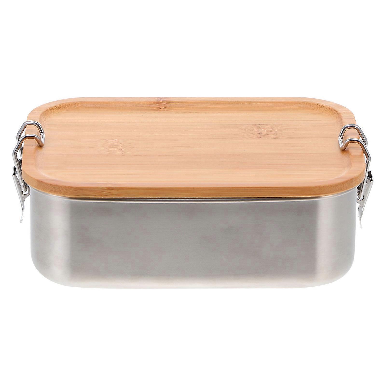 1pc Lunch Box Preservation Lunch Banto Box Sushi Storage Container with Wood Lid