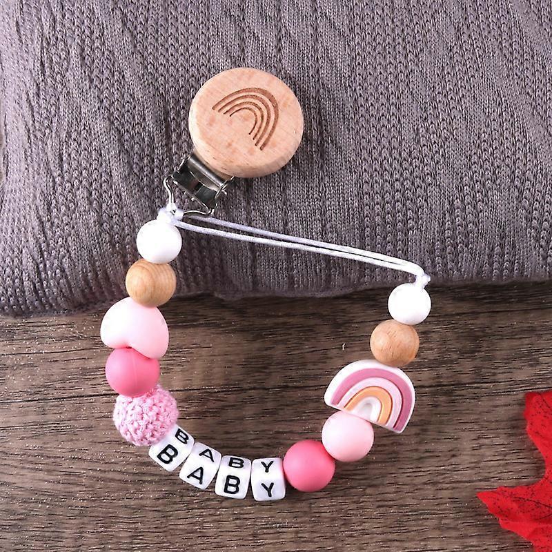 Clip On Pacifier With Personalized Name For Baby Girls Silicone Beads Pneumatic