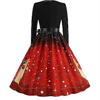 Christmas Womens Skater Swing Dress V-neck Xmas Party Dresses Gown | Fruugo  UK