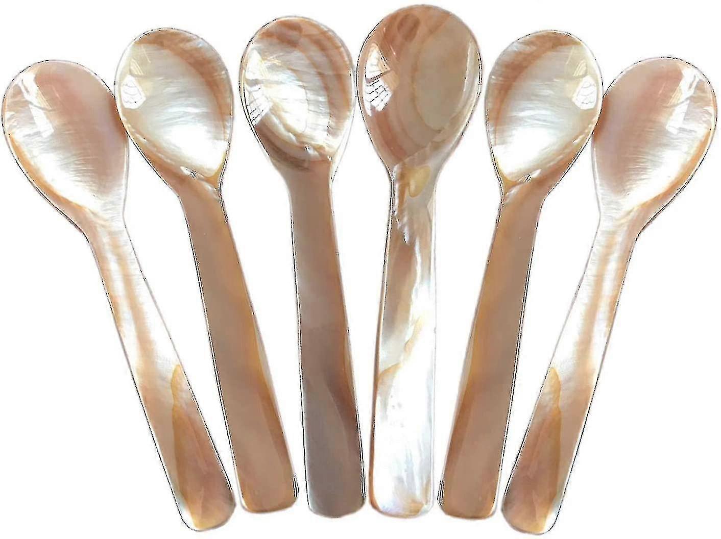 Set Of 6 Mother-of-pearl 11.5 Cm X 3 Cm Mop Caviar Spoons With Round Handle For