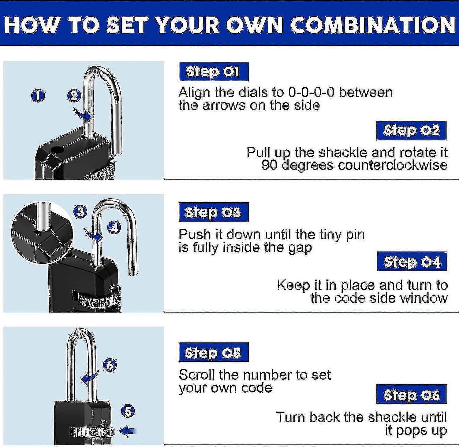 Small Padlock - 3 Digit Combination Lock (Pack of 50) | Fruugo UK