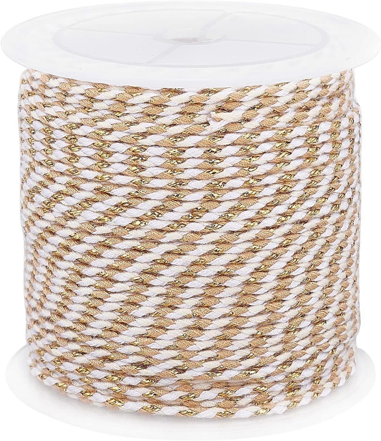 22 Yards 1.5mm Cotton Twisted Cord 4-Ply Cotton Thread Three-Color Shiny Cord String Gift Wrapping String for Jewelry Making DIY Craft String Macrame