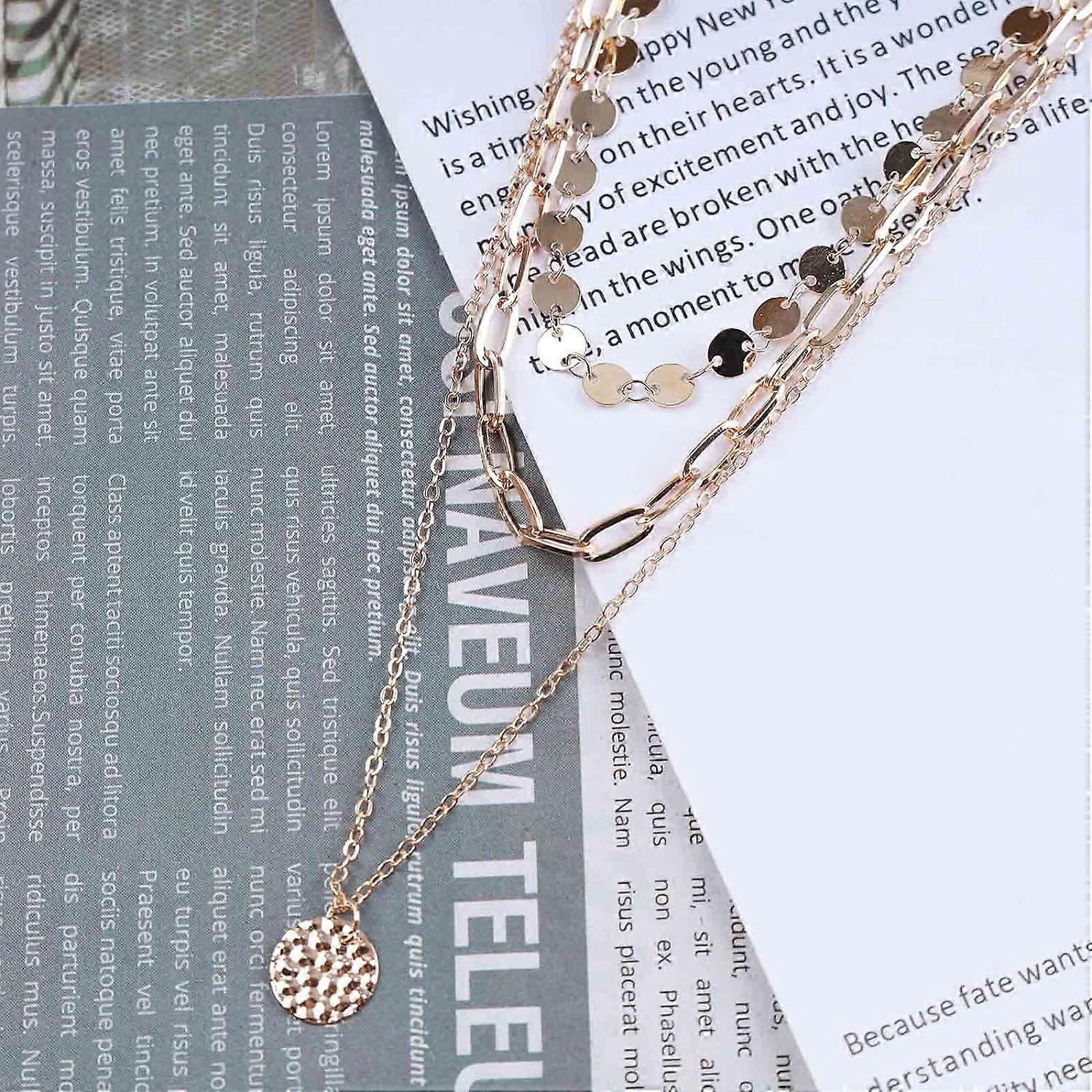 Bohemia Layered Disc Choker Necklace Tiny Disc Chain Necklace Gold  Paperclip Chain Necklace Disc Coin Pendant Necklace Jewelry for Women and  Girls (G | Fruugo UK