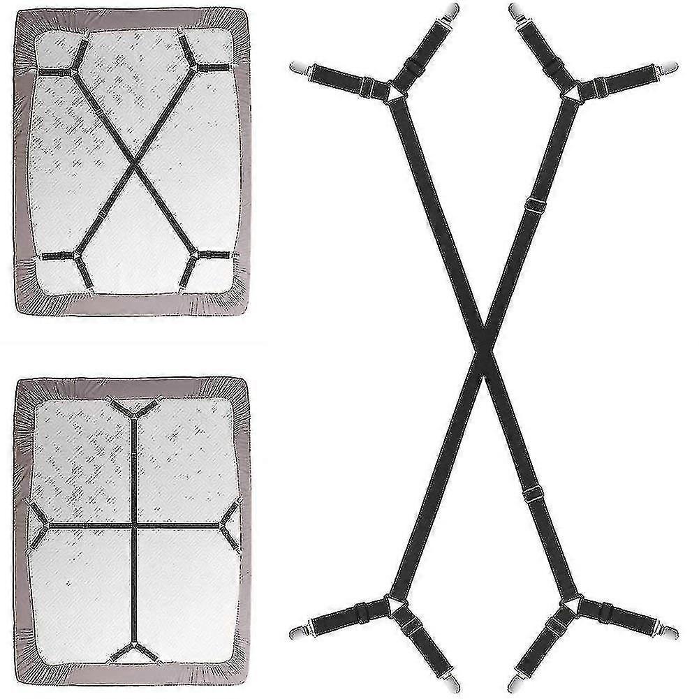 Bed Sheet Fasteners, 2 Pcs Adjustable Crisscross Fitted Sheet Band Straps