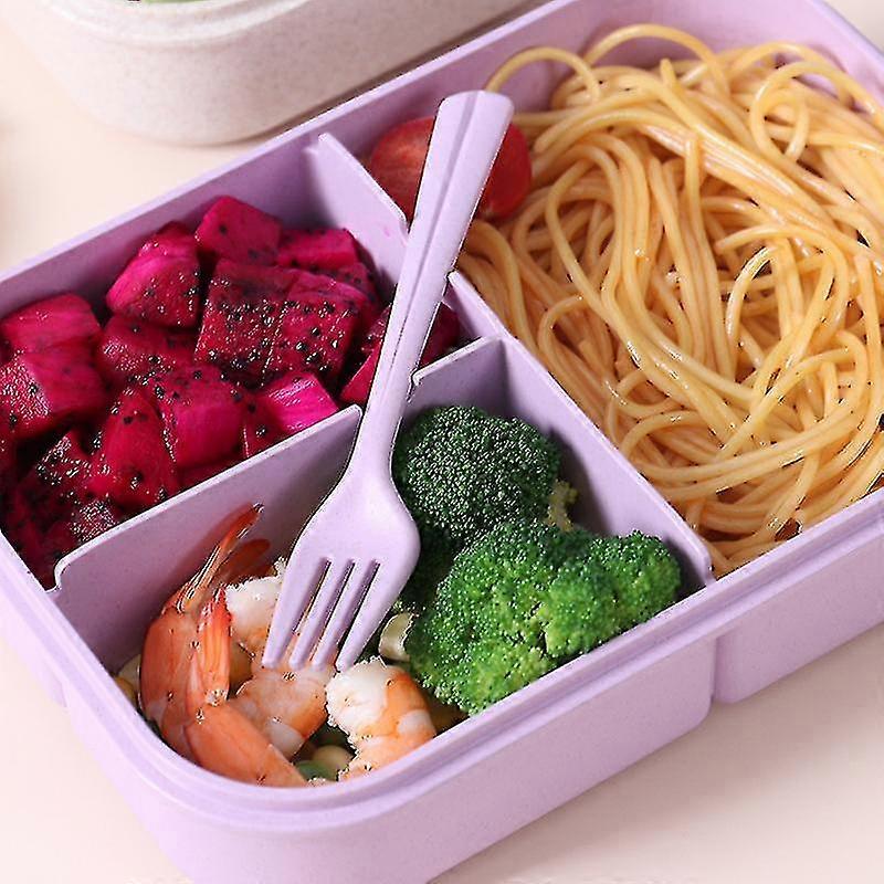 Bento Box, Lunch Box For Kids,3 Compartment Reusable Lunch With Fork