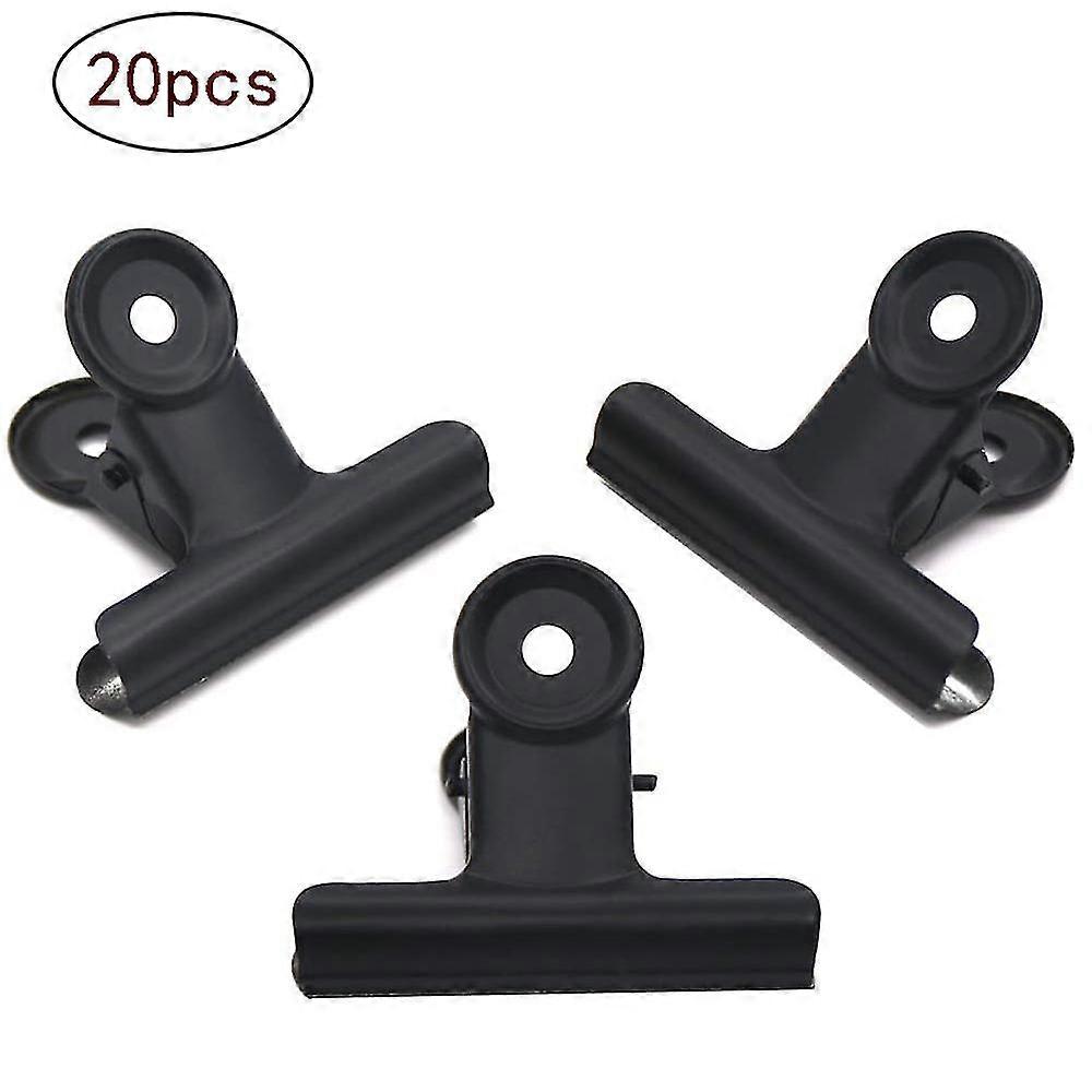 20 Pack 2 Inch Large Hinged Paper Clips Clips (50mm, Black)