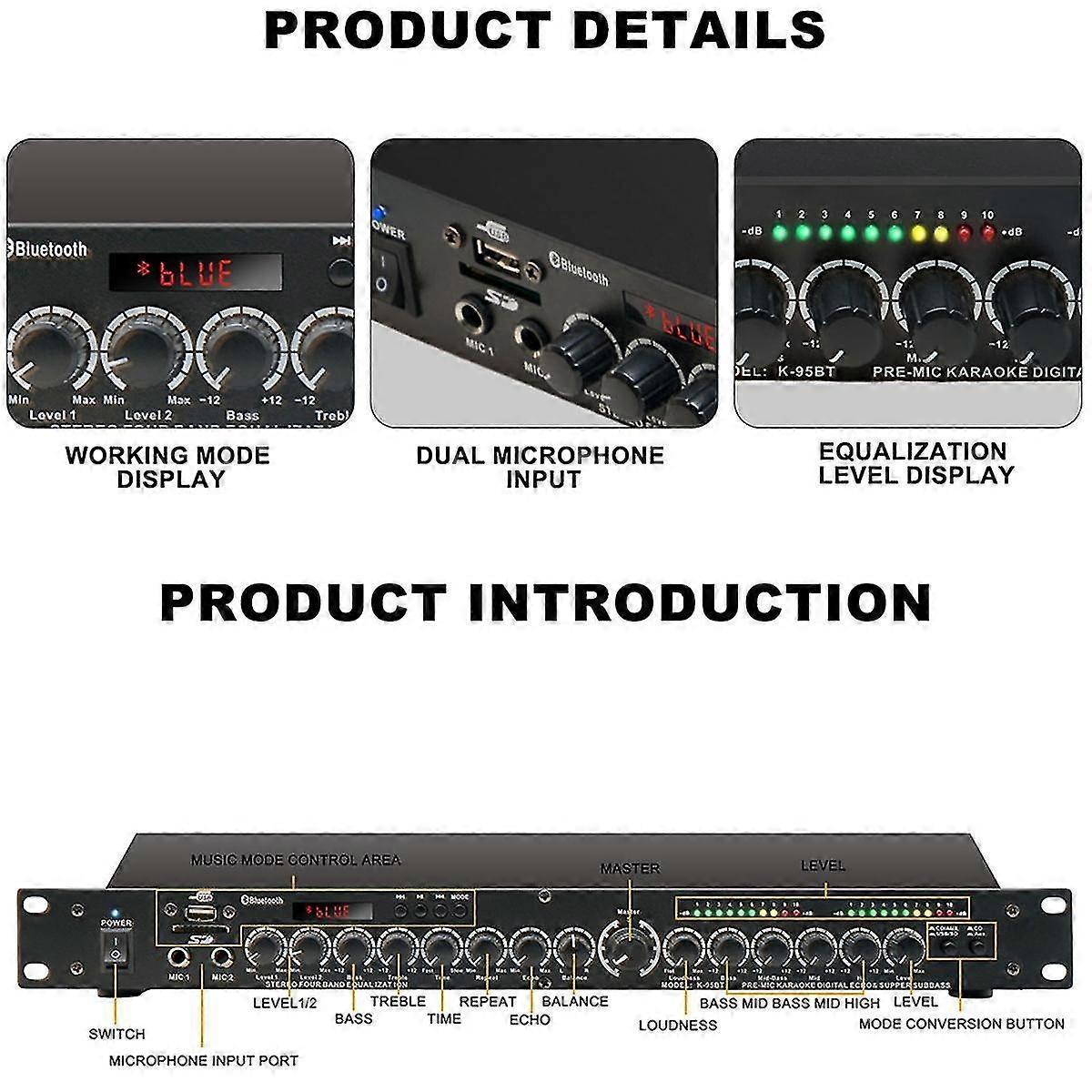 Professionell ljudutrustning Stereo Digital efterklang Multi Effektprocessor Ljudprocessor Eu Plug