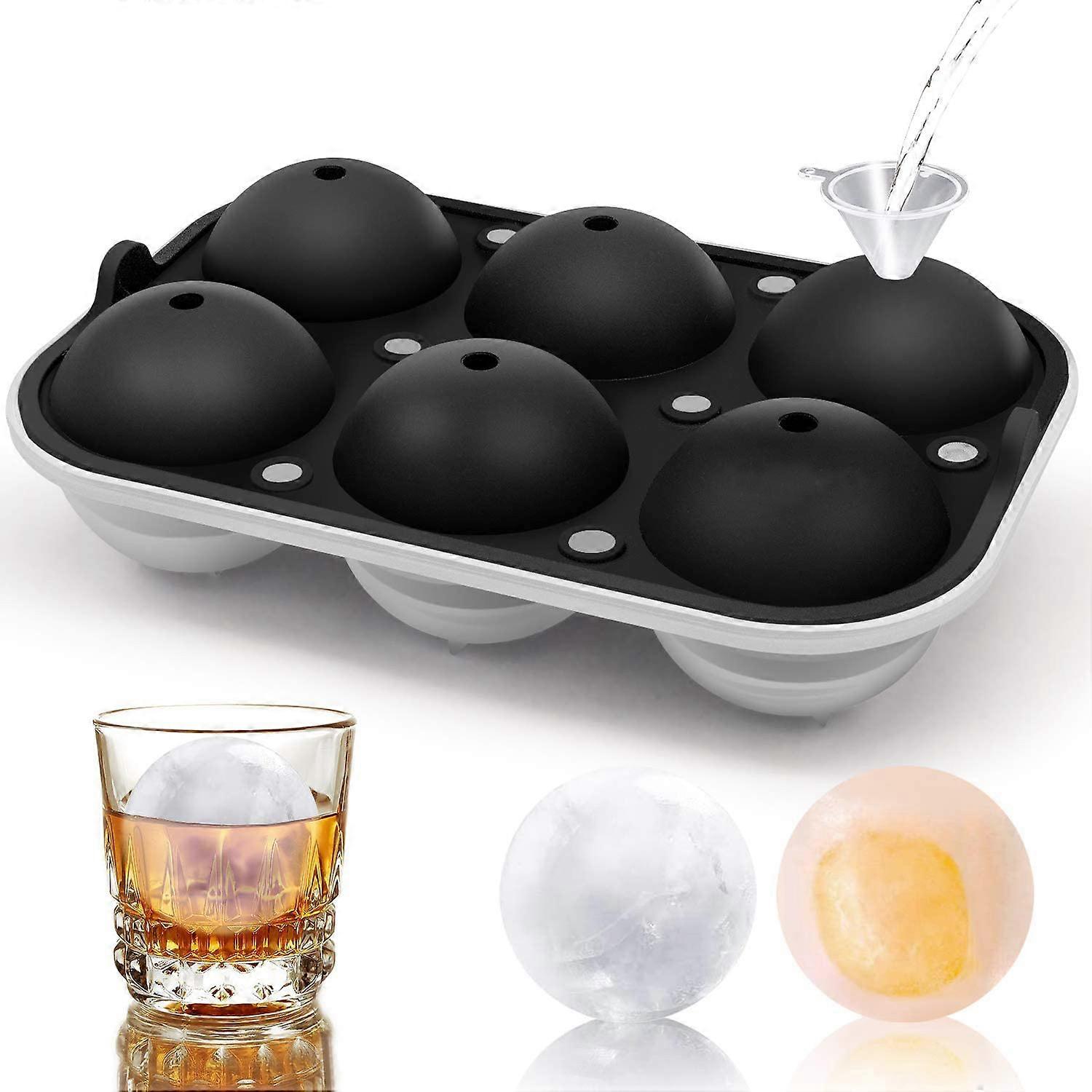 6cm Ball Ice Cube Molds, Double Seal Design with Pressure Ring, Melts Slowe