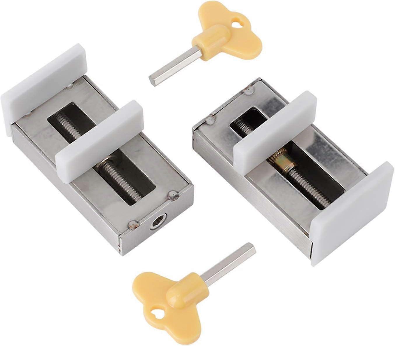 2pcs aluminum alloy door frame security lock with key, adjustable double sliding window steel security lock