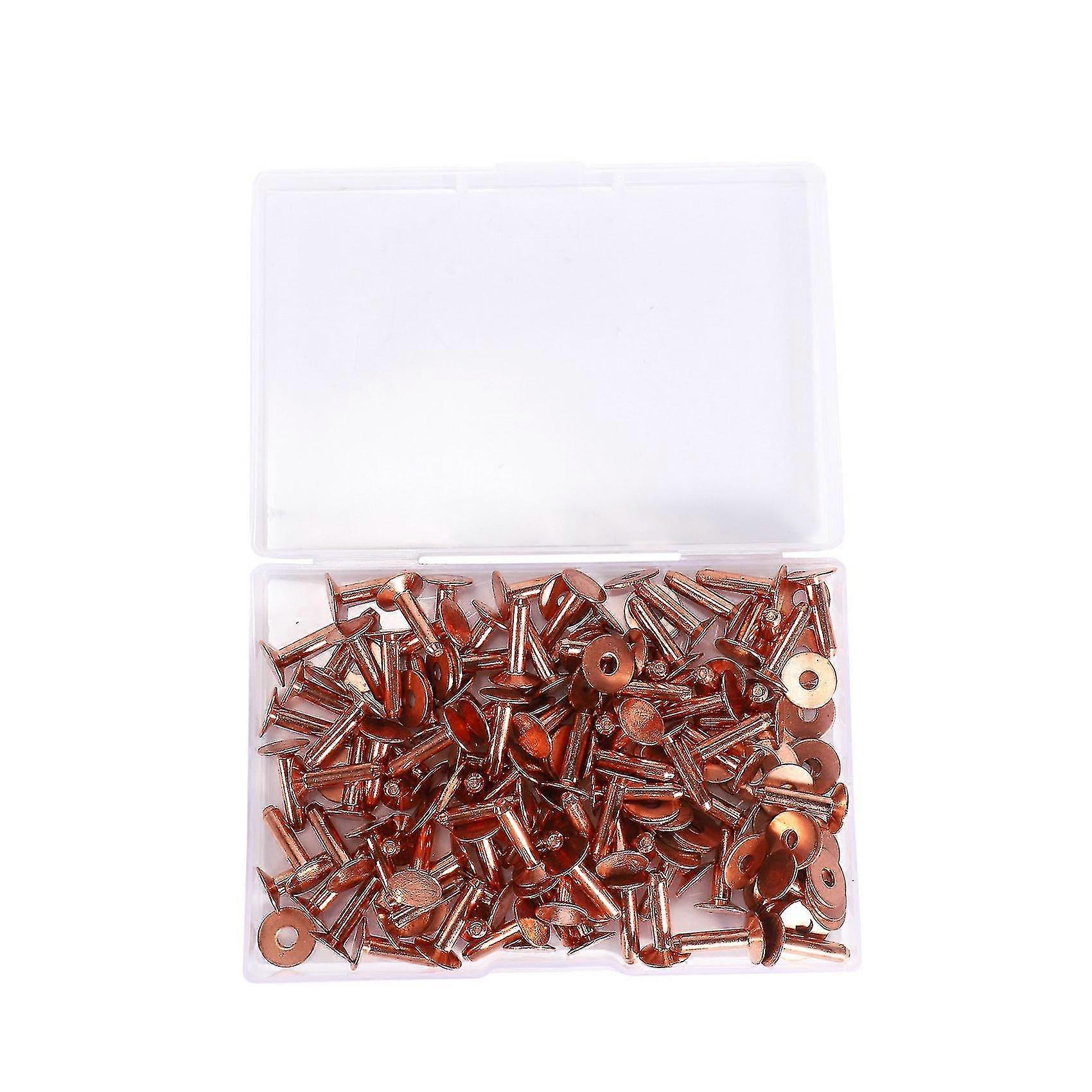 100 Sets Copper Rivets And Burrs Washers Leather Copper Rivet