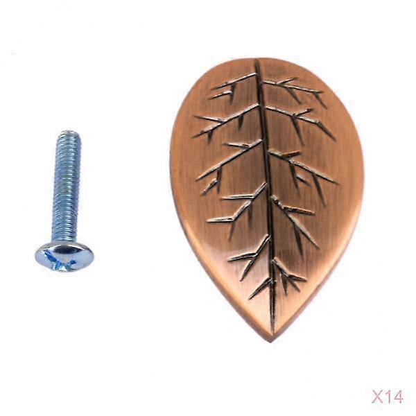 Leaf Shaped Wardrobe Door Knob Retro Cabinet Door Pull Handle Bronze 14x