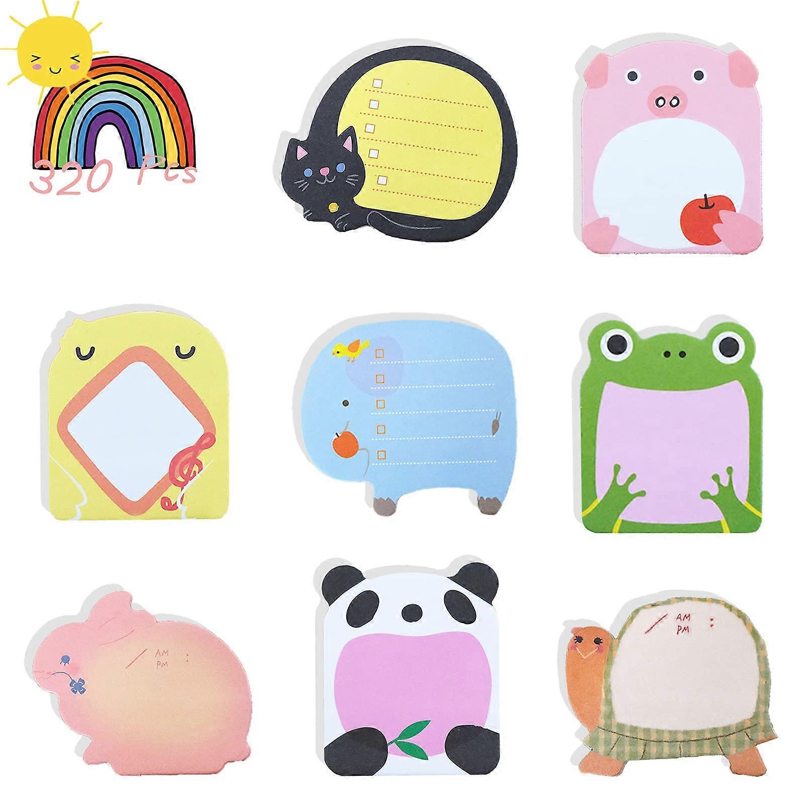 Animal Self Sticky Notes Set, 16 Pads Cute Animals Sticky Post Notes, Cartoon Sticky Notes for Office Memo