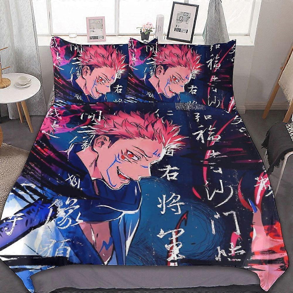 bedding set CA558 Jujutsu Kaisen Duvet Cover Set 3-Piece Bedding Set Soft Warm And Comfortable Soft Bed Set with 1 Duvet Cover And 2 Pillowcases for B
