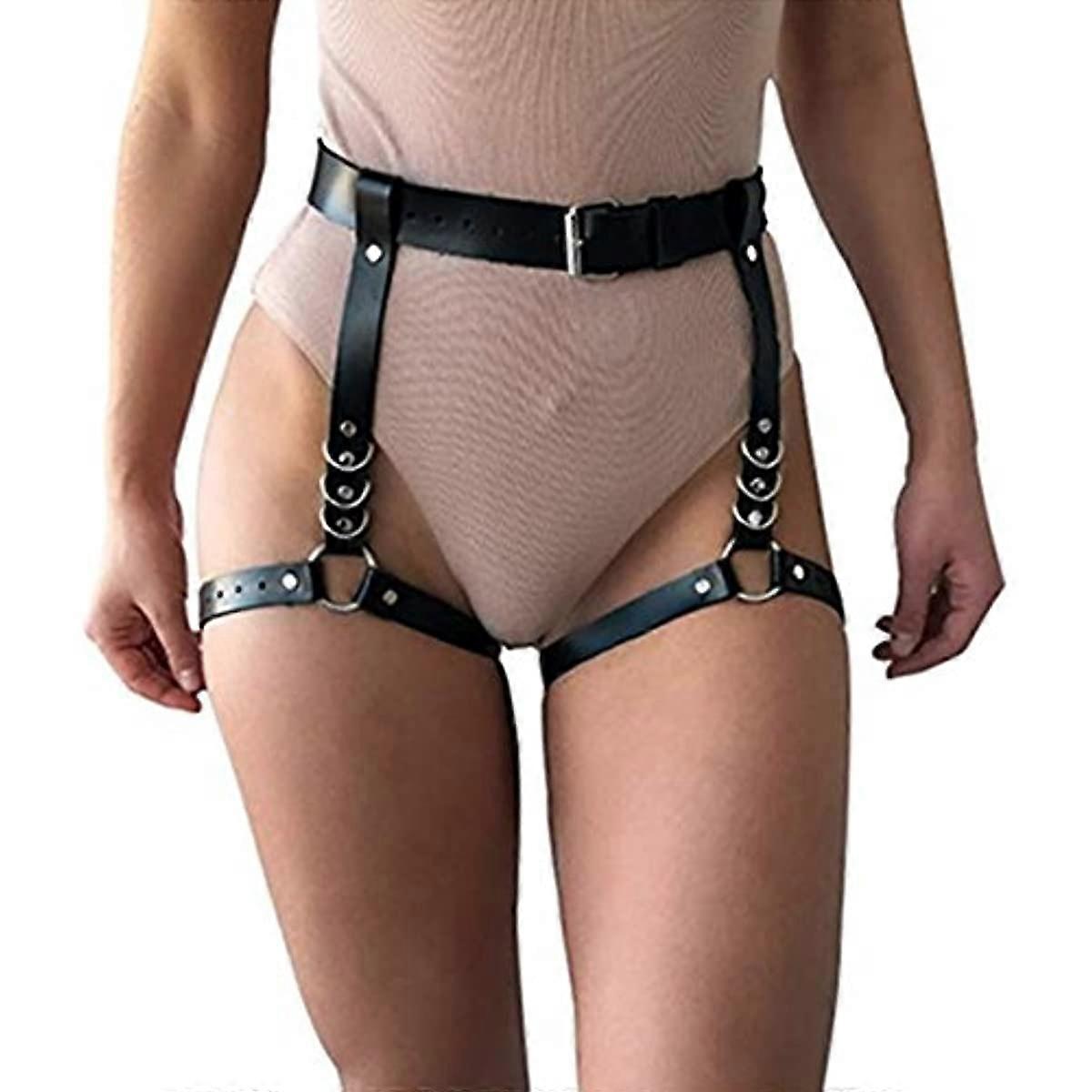 Mismxc Women s Sexy Punk Leather Harness Garter Belt Adjustable