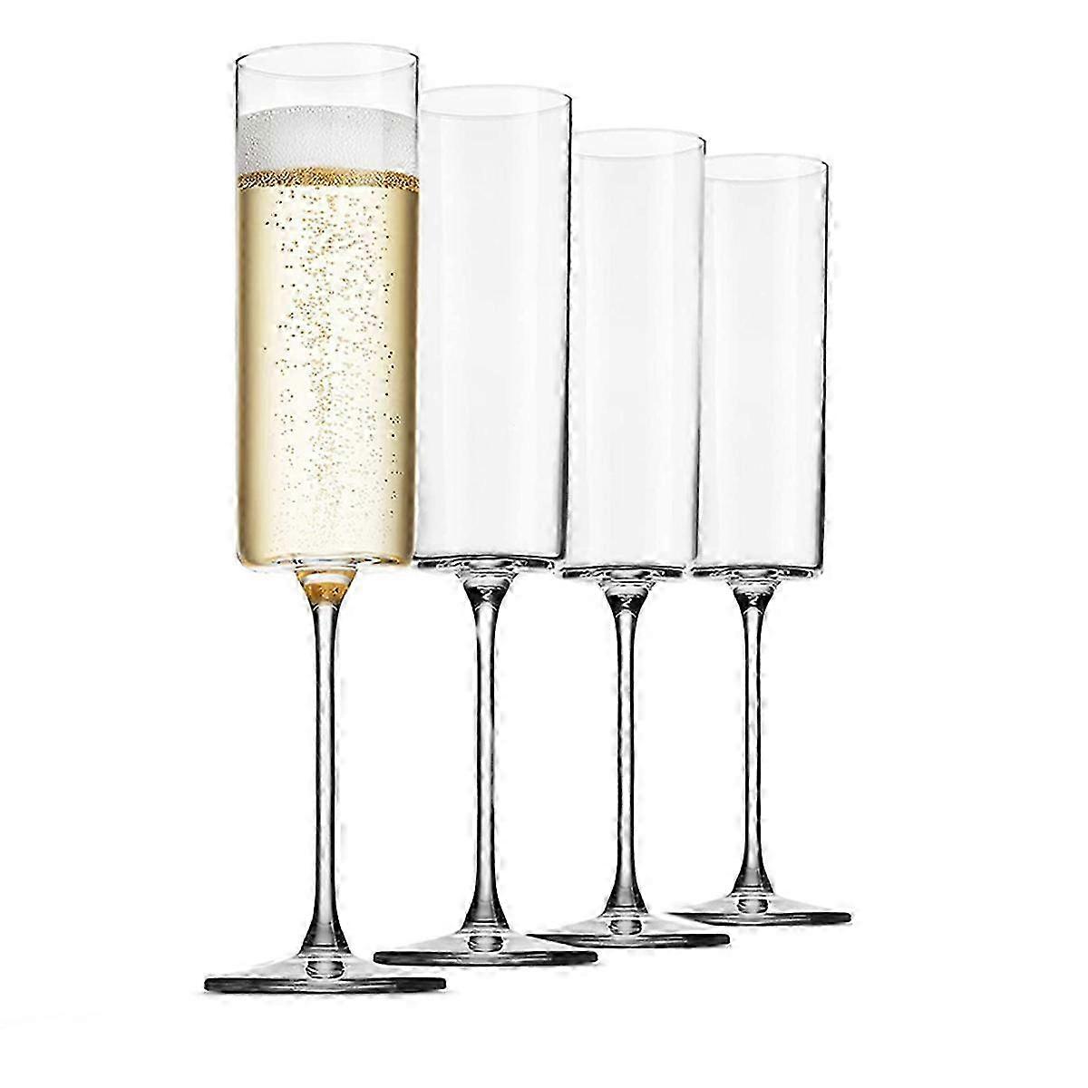 Sticlă șampanie 4 pachet 6-uncie pahare de șampanie 4Pc set, Premium Square Edge suflat sticlă vin glas