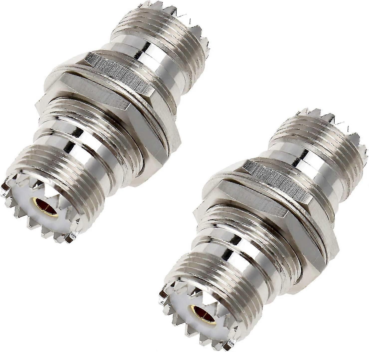 Coaxial Rf Connector Uhf Plug Socket With Nut And Washer (silver) (2pcs)