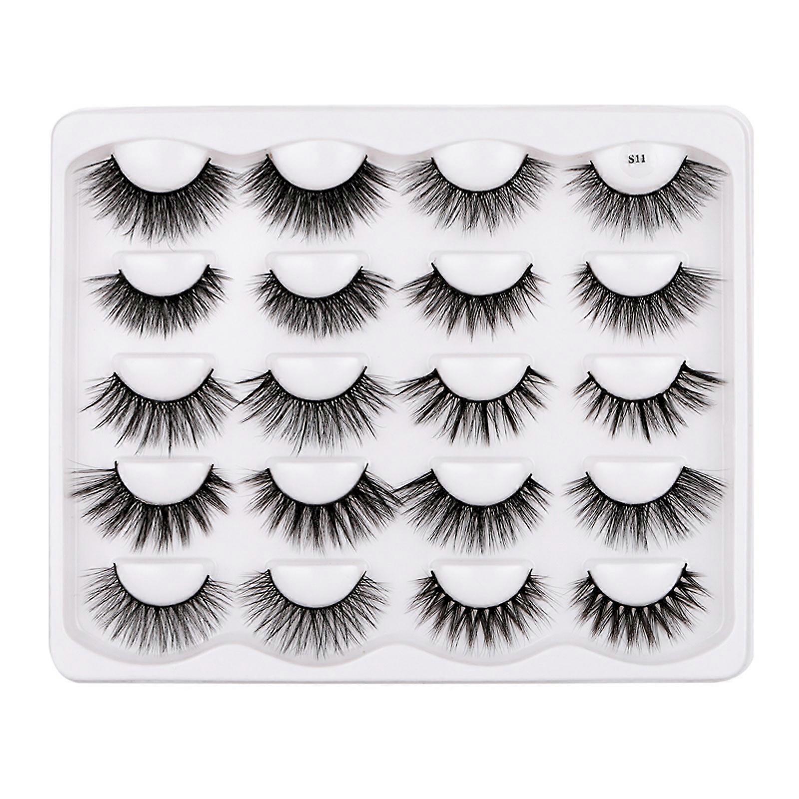 Natural Thick False Eyelashes 10 Pairs Of Mixed Eyelashes 3d Imitation Mink Eyelashes Pure Handmade Artificial False Eyelashes