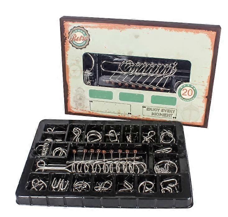 20pcs Iron Link Unlocking Interlocking Puzzle Game Chinese Ring Magic Trick Toy Set