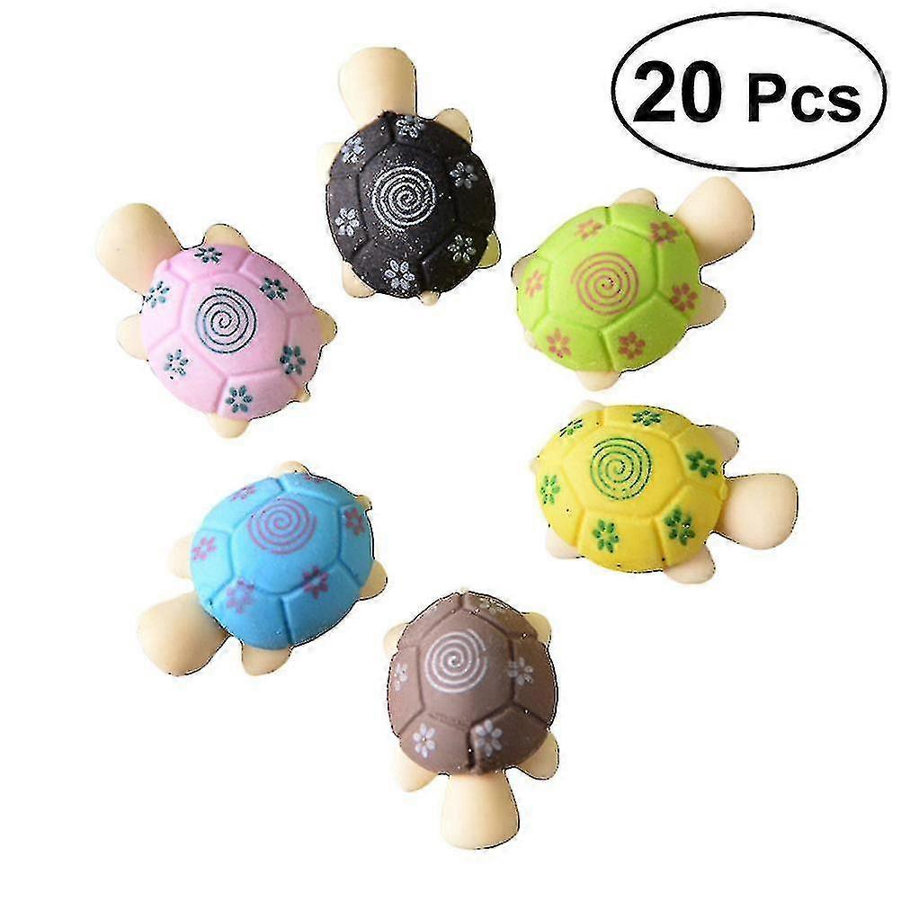 20個のカメの形をした消しゴム、漫画の鉛筆消しゴム、子供用ギフト、ランダムカラー
