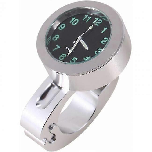 Motorcycle Handlebar Clock, Silver Motorcycle Waterproof Handlebar Glow Mount Clock Watch for Most Motorcycle Cruiser Chopper, 4.3 x 4.3 x 1.7cm