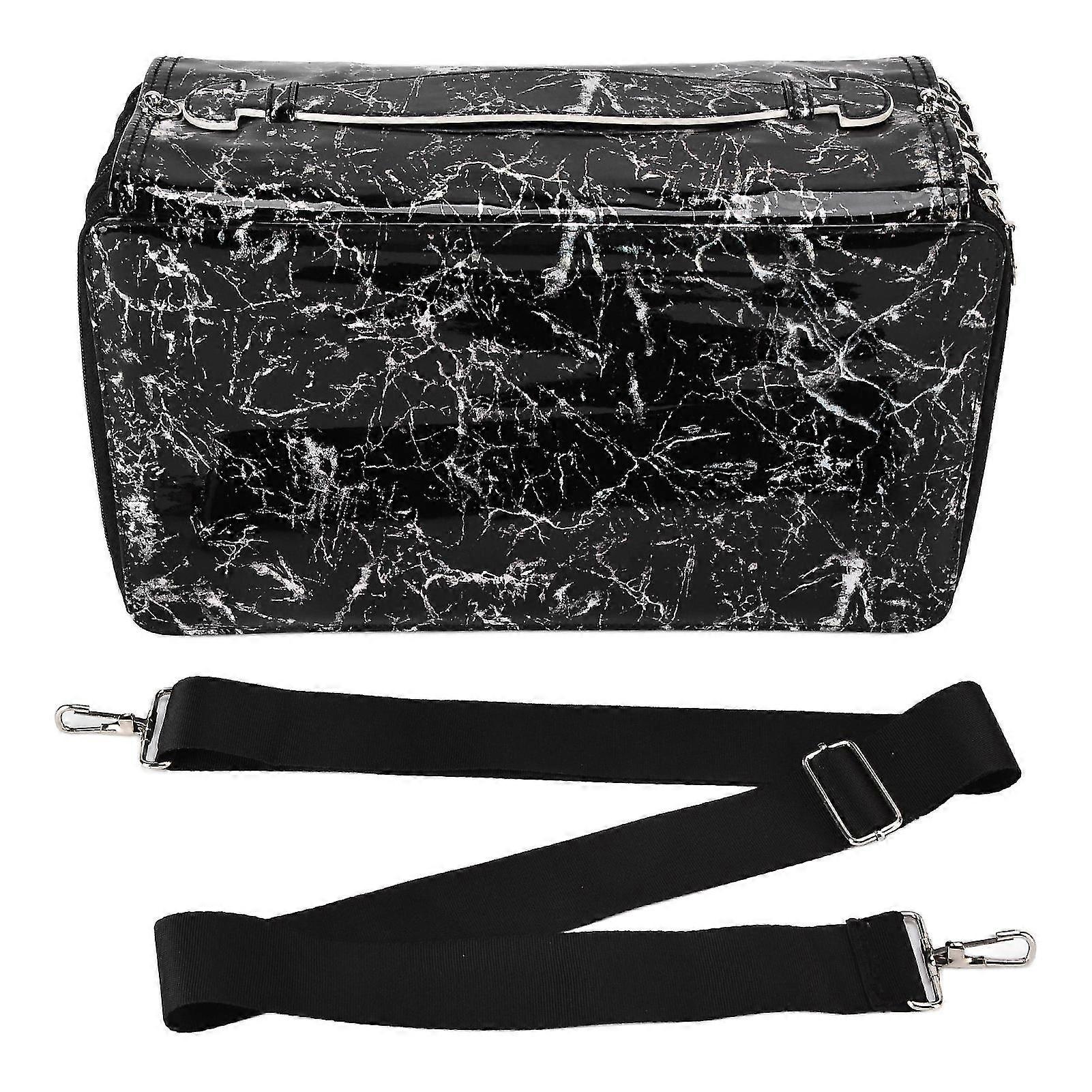 Black Pencil Case with 360 Holes, Large Capacity and Glossy Zipper