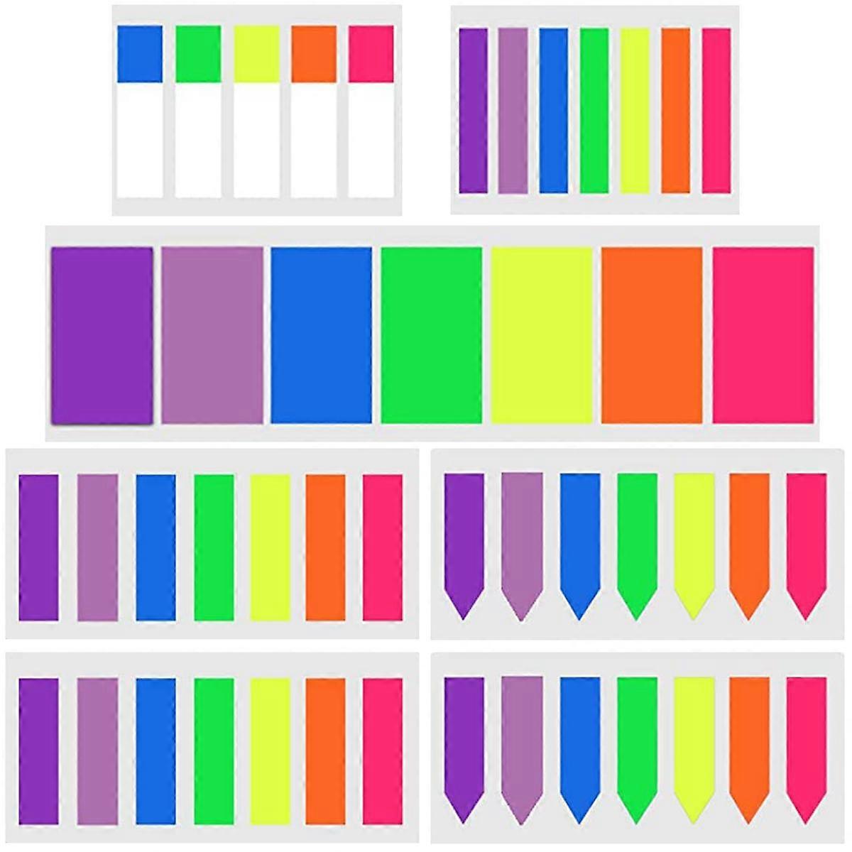 940 Pcs Sticky Note Flags Neon Page Marker Colored Index Tabs 7 Sets