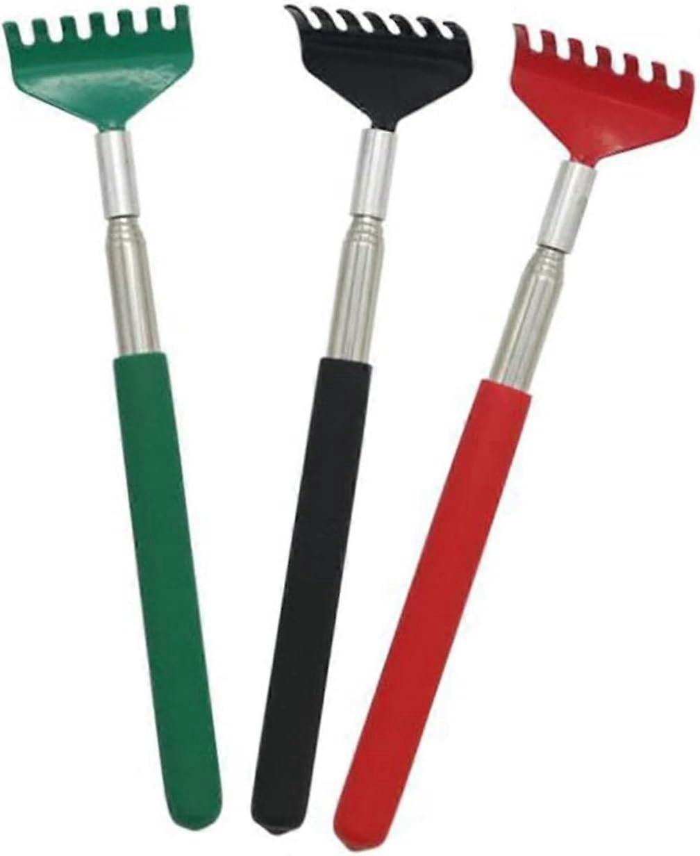 3 x Back Scratchers Hand Massager | Rake Head Style Telescopic Arm Back Scratcher | Portable, Extendable