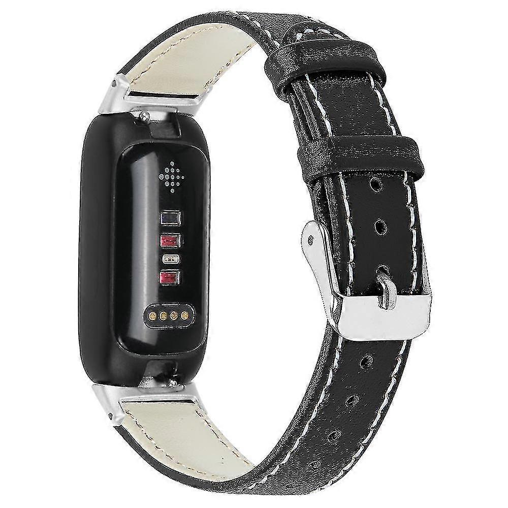 Für Fitbit Inspire 3 Ersatzuhr Armband Nähte Linien Top Layer Echtleder Armband - Style A