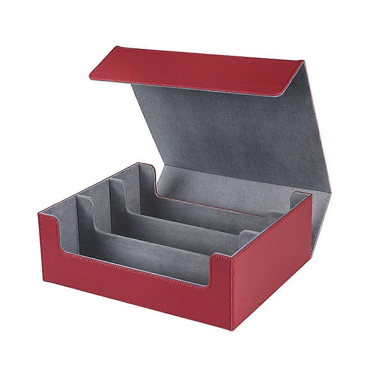 Card Storage Box for Trading Cards, 1800+ PU Card Deck Case, Magnetic Closure Card Box for Magnetic Game Cards Red