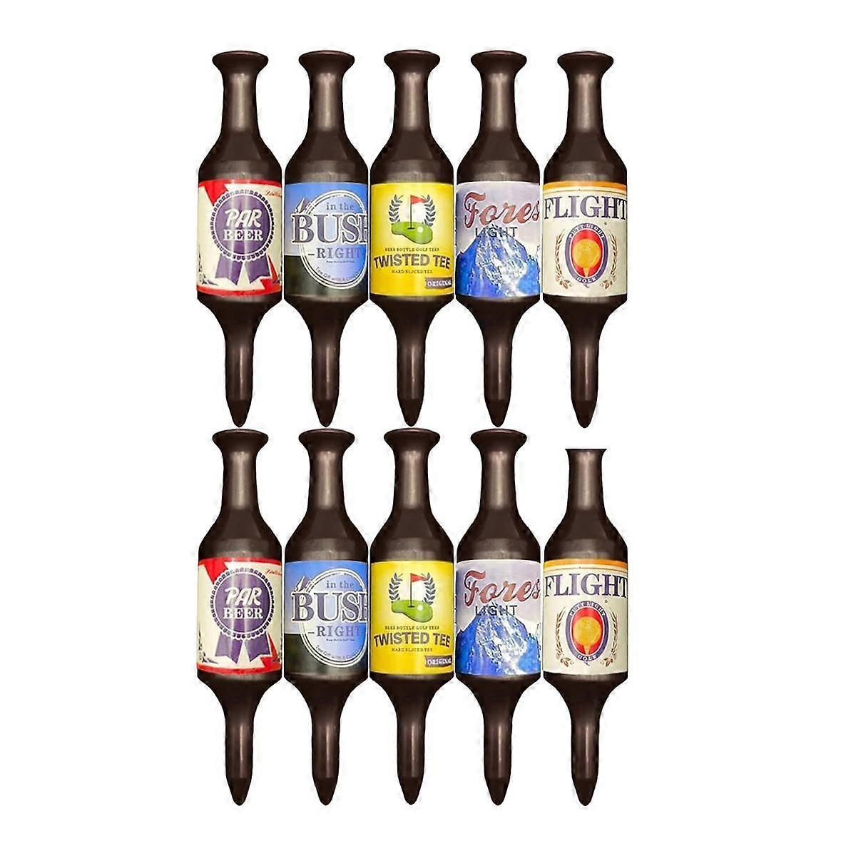 Confezione da 10 tee da golf in bottiglia di birra, fatte a mano, resistenti e riciclabili, accessori per tee da golf in plastica, divertenti regal...