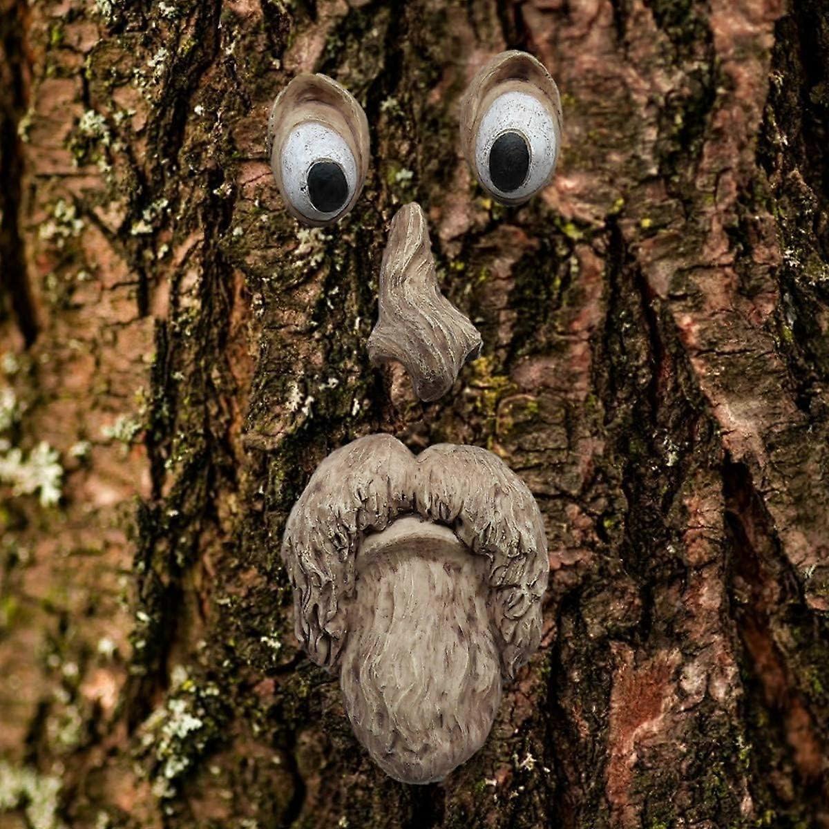 3D tree face old man decoration, garden decoration (A)