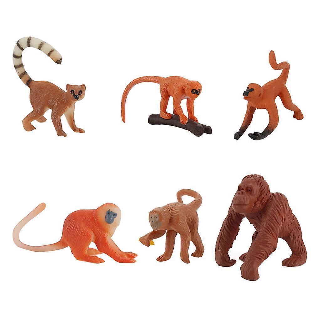 6PCS Simulation Animal Monkey Model Solid Long-tailed Monkey Decoration Toy