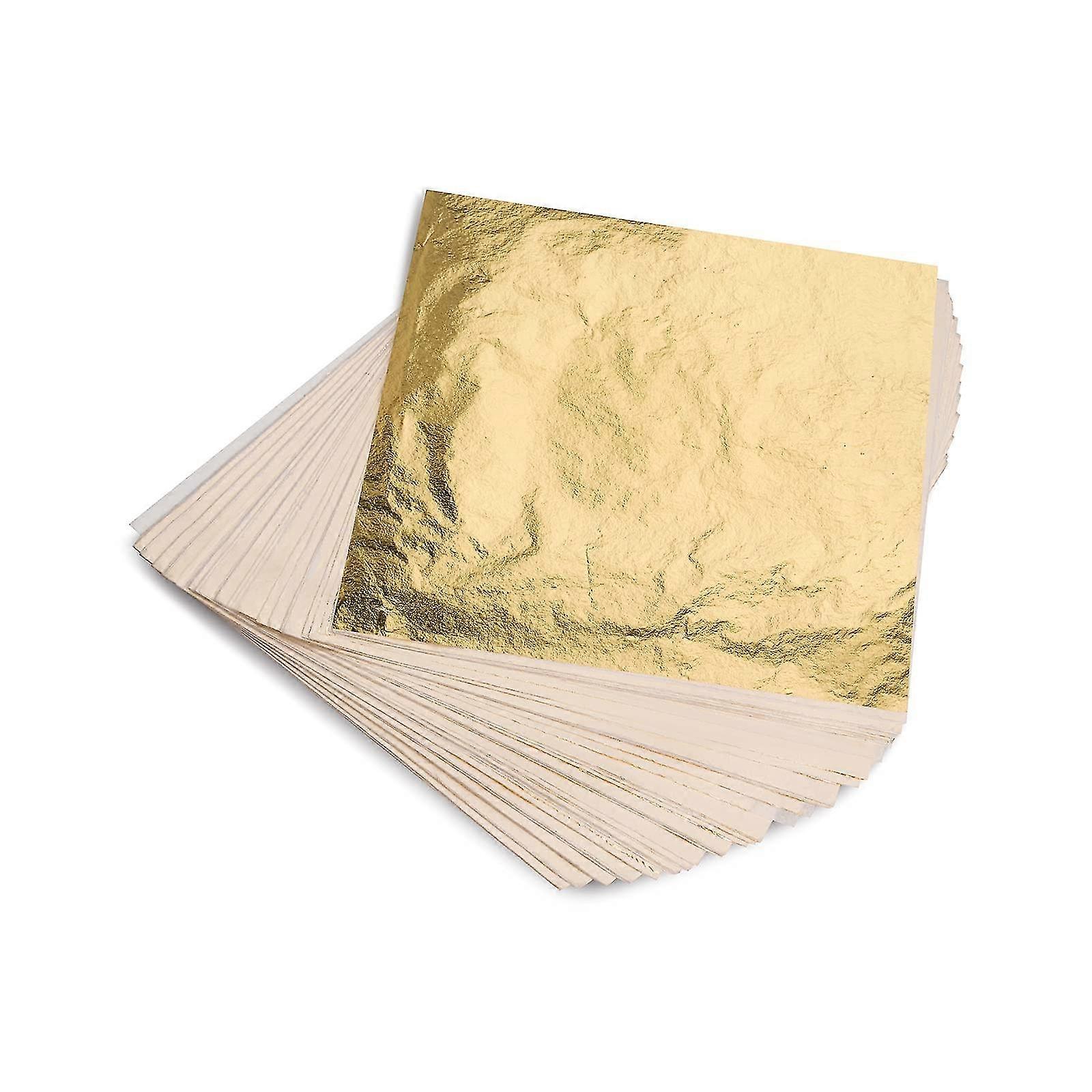 Gold Leaf Sheets - 100 Gold Foil Sheets - 9x 9 Cm Multipurpose Gold Leaf For Nails, Art & Diy Projects, Picture Frames, Home Walls, Interior And Multi