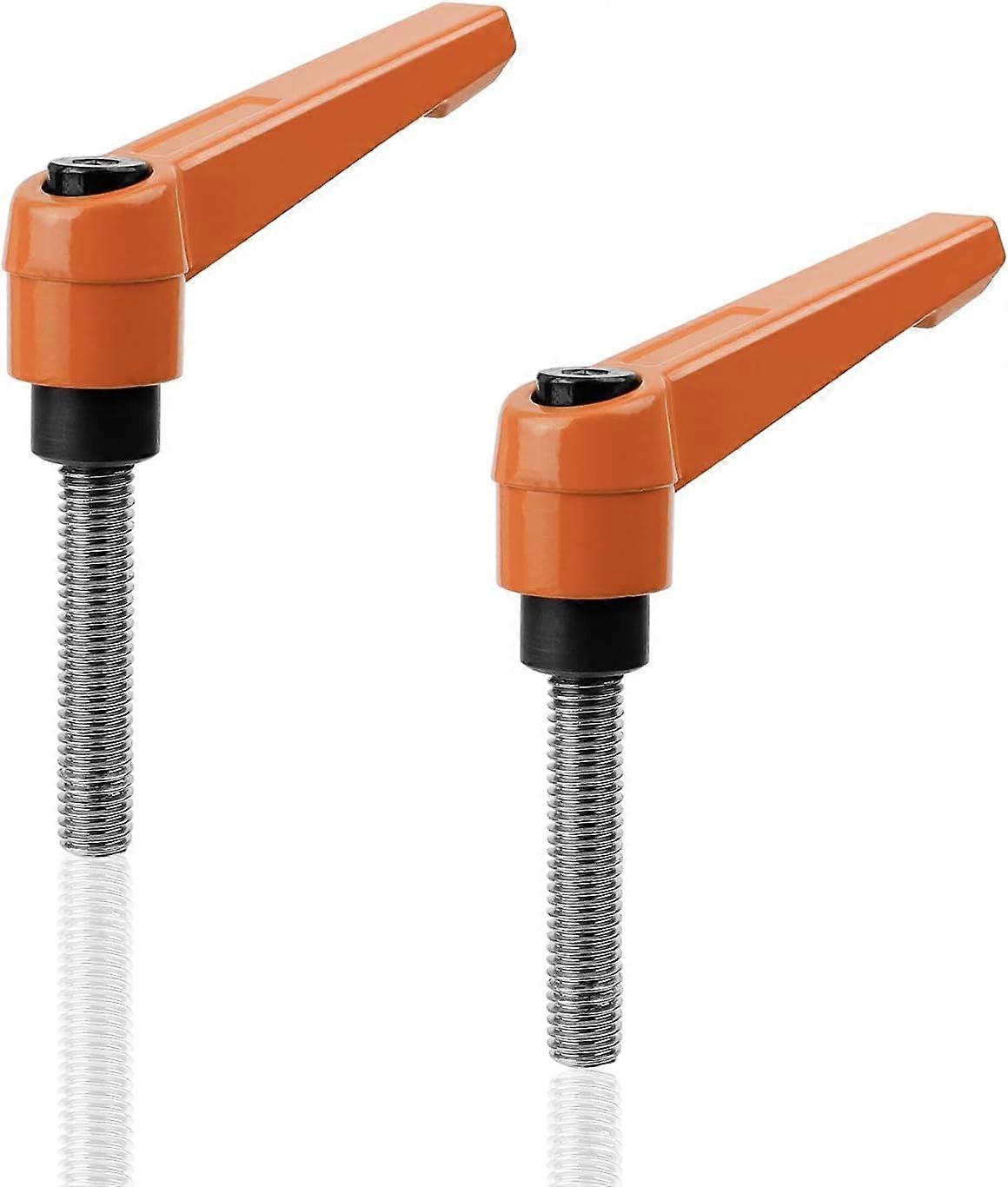 Clamping Lever Handle, 2 Pieces Orange M8 Clamping Lever Handle, Stainless Steel, Rust Resistant, Adjustable Clamping Lever for Connecting and Tighten