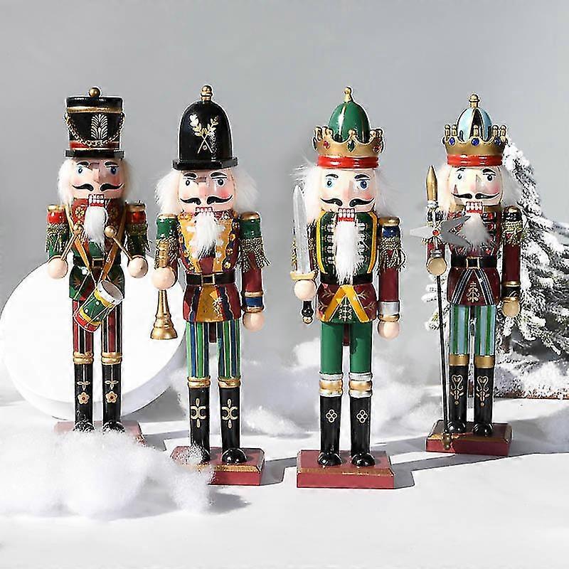 30cm Nutcracker Puppet Tin Soldier Wooden Walnut Man Small Ornament