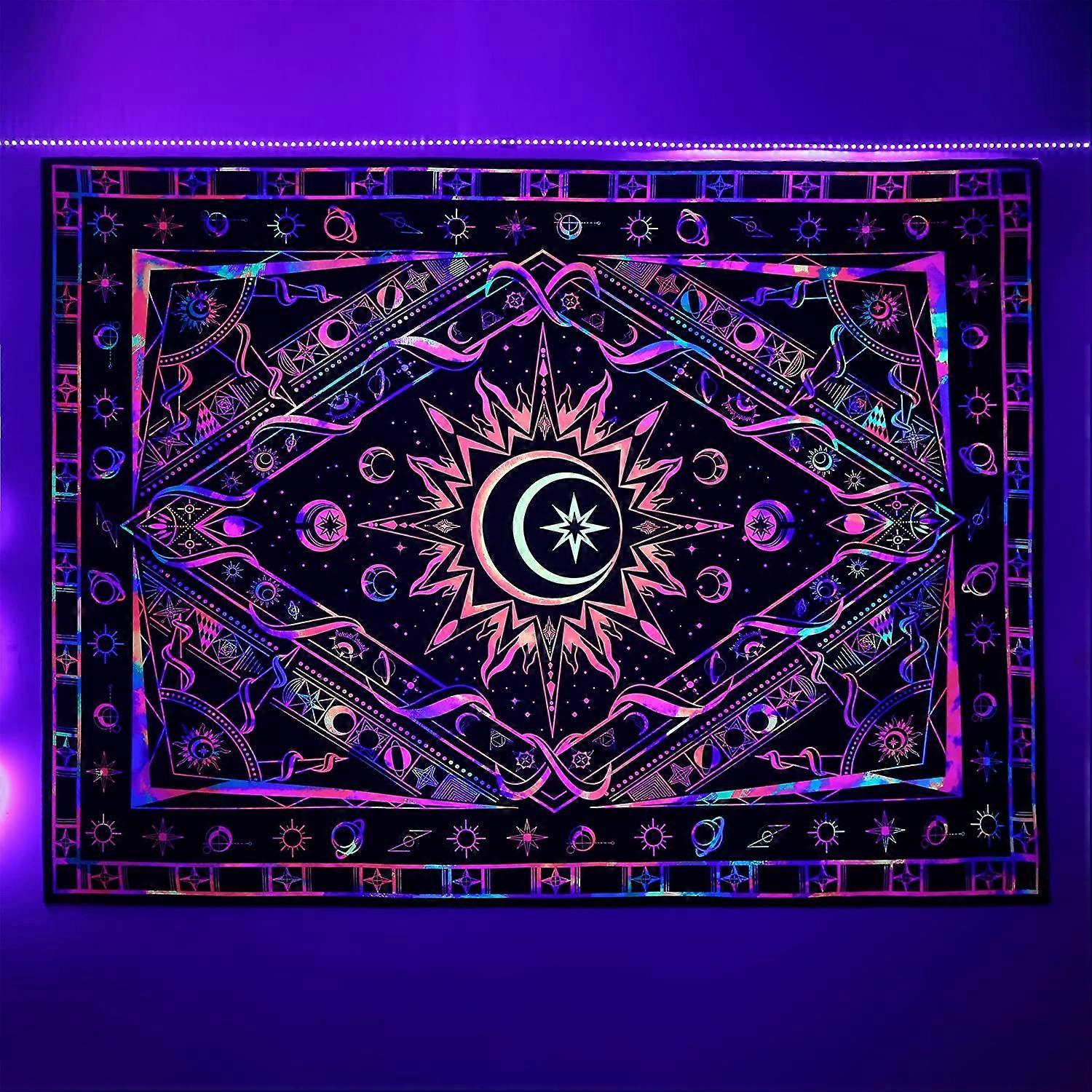 UV Responsive Black Light Poster Colorful Background Glow Dark Hippie Bohemian Tapestry