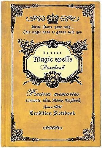 Retro Thickened Simple Magic Spells Pure Notebook Journal Traveler Notepad (Yellow, A5)