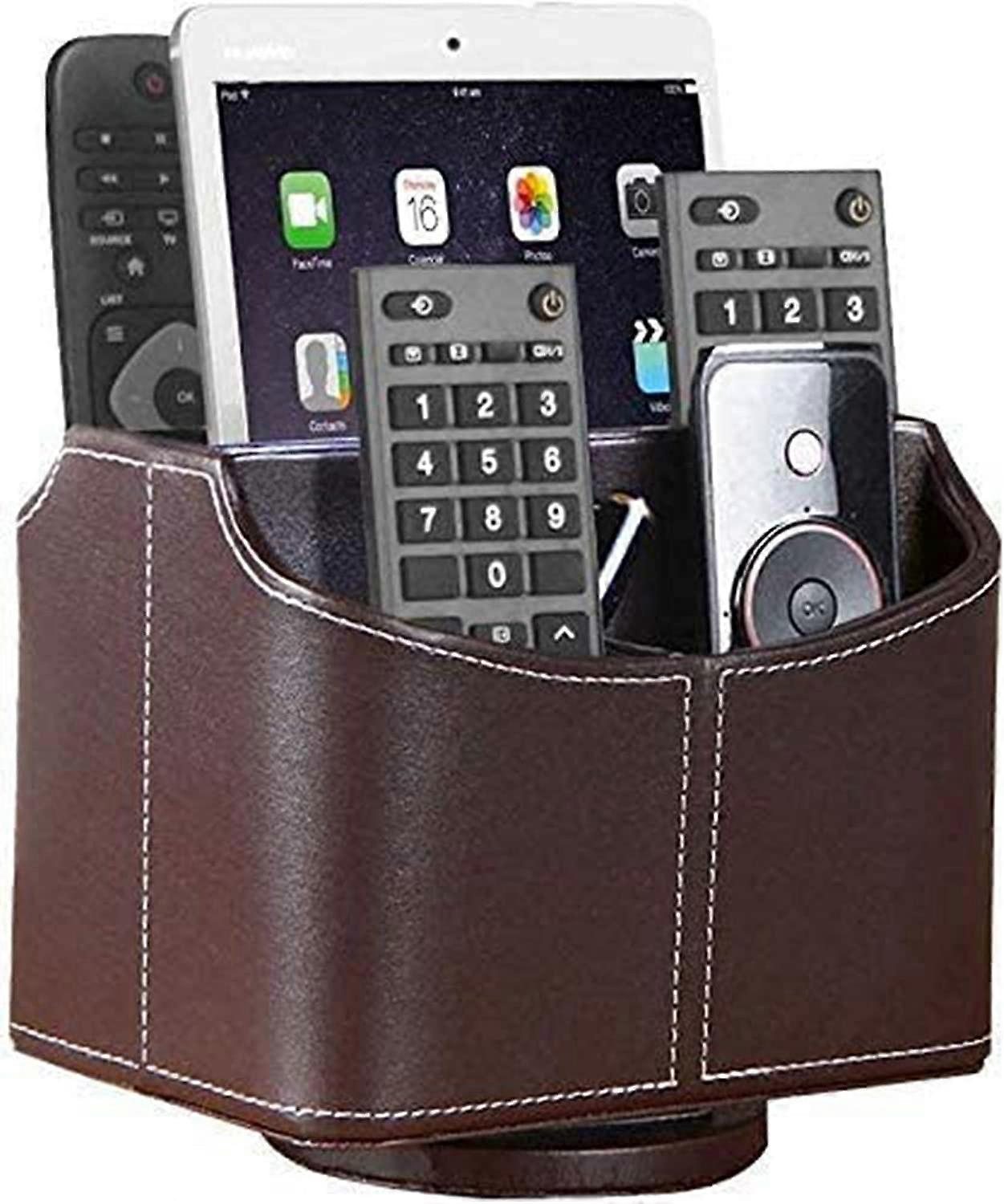 Remote control bracket storage box PU leather 360 degrees rotatable