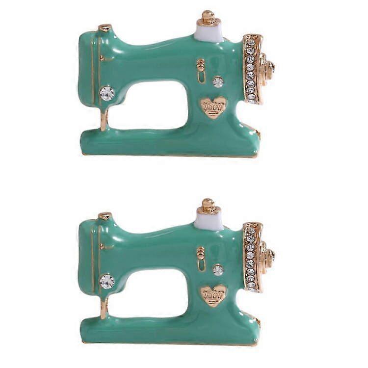 2PCS Garment Alloy Brooch Sewing Machine Diamond Brooch