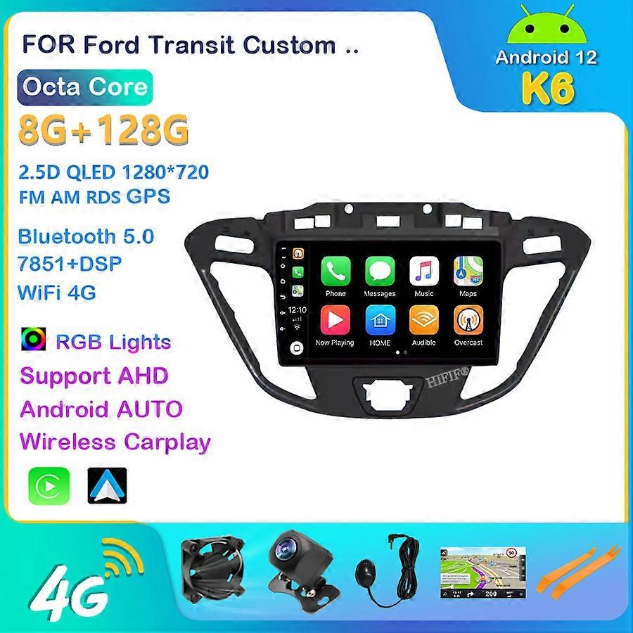 2 Din Car Multimedia Player Android 12 WIFI GPS Navigation For Ford Transit Tourneo Custom 2012-2020 Head Unit No 2din