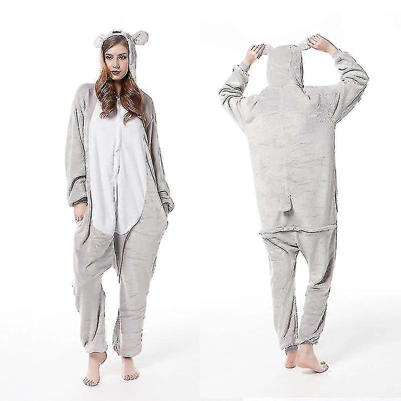 グレーコアラワンジーユニセックス大人コスプレコスチューム動物パジャマきぐるみジャンプスーツパジャマ