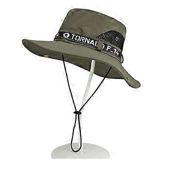 Men's Fisherman Hat Summer Outdoor Fishing Sunscreen Face Cover UV Protection Big Brim Dark Gray