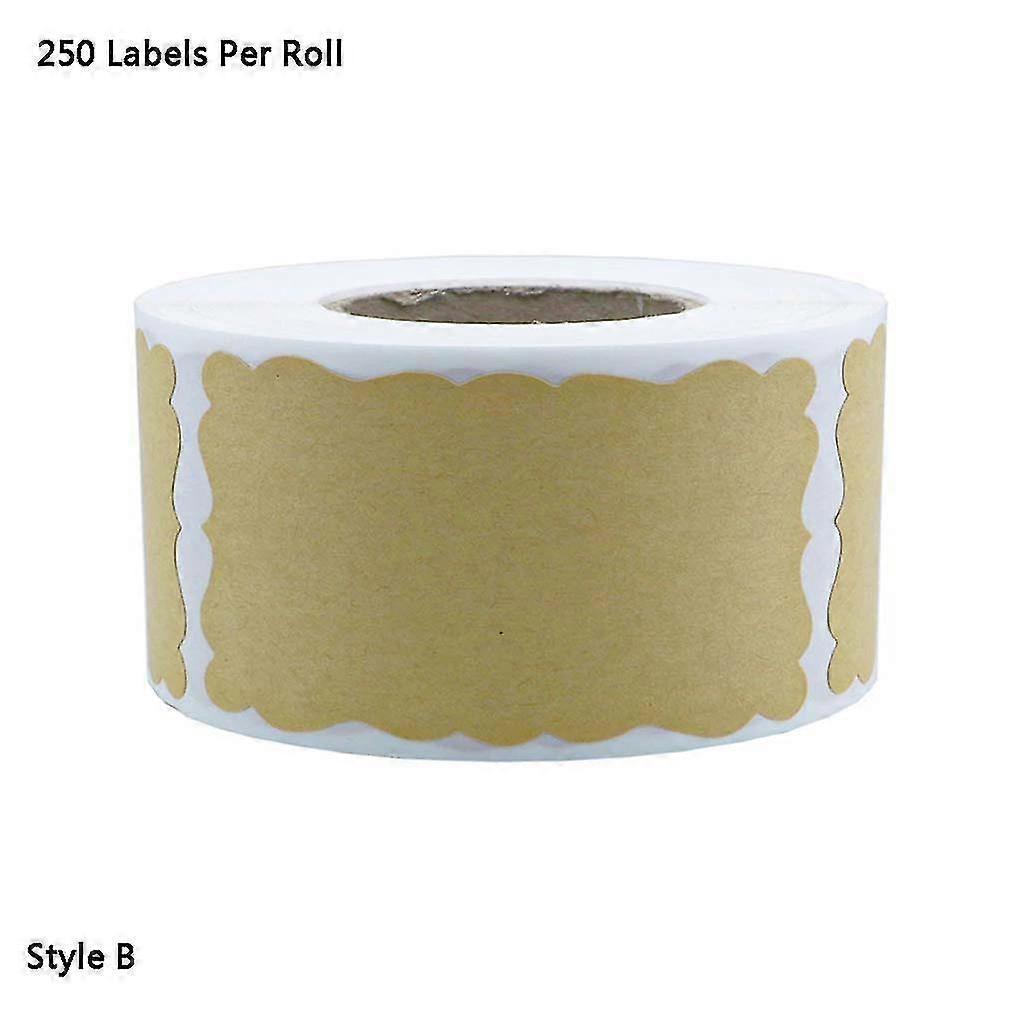 250pcs/roll Diy Blank Kraft Paper Adhesive Labels Handmade Baking Packing Sealing Stickers Christmas Gift Tags Decoration For Jam Jars  Bottles