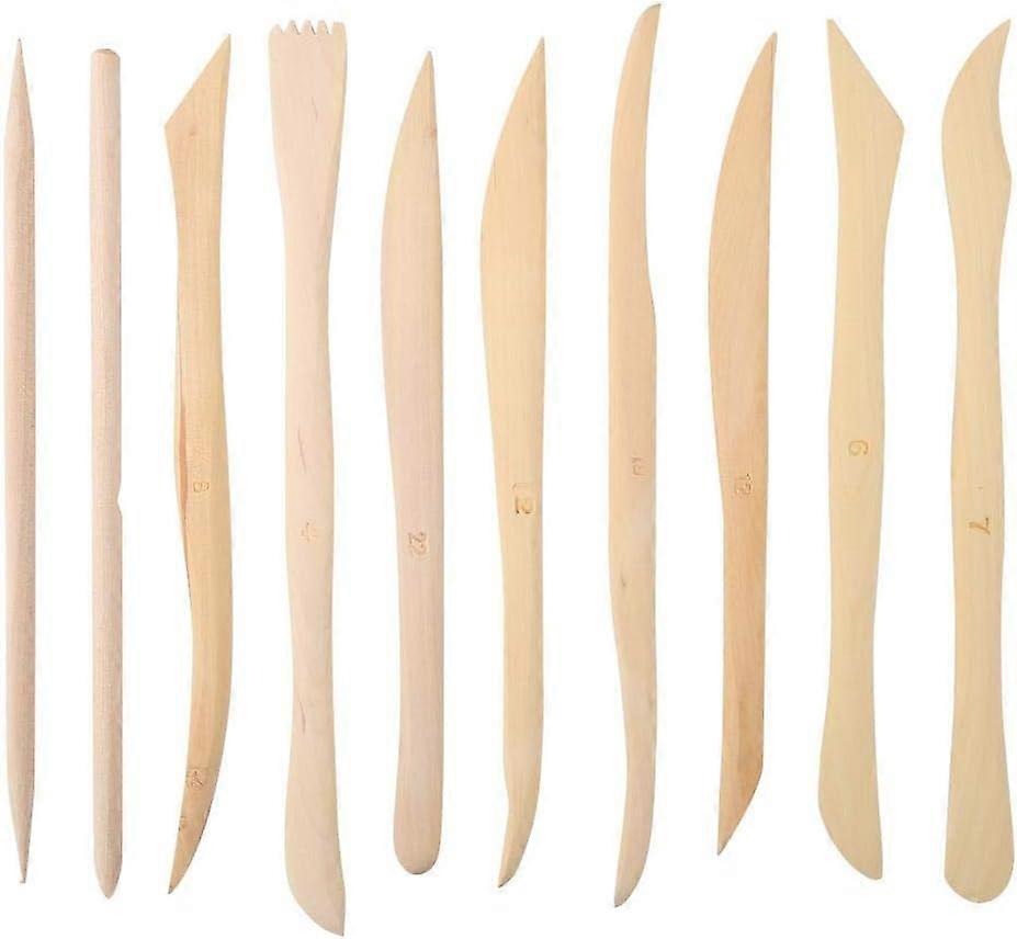 10pcs Clay Double Ended Wooden  Pottery Modeling Tool for Sculpting and Smoothing