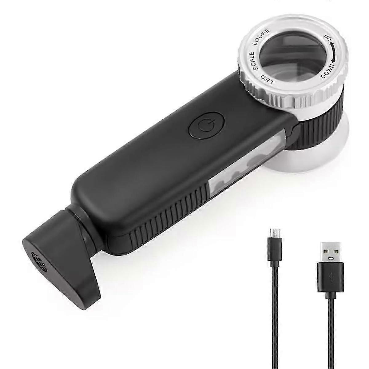 30X Jewelry Loupe with 7 Light, USB Rechargeable Foldable Handheld Magnifying Glass with Jade Appra