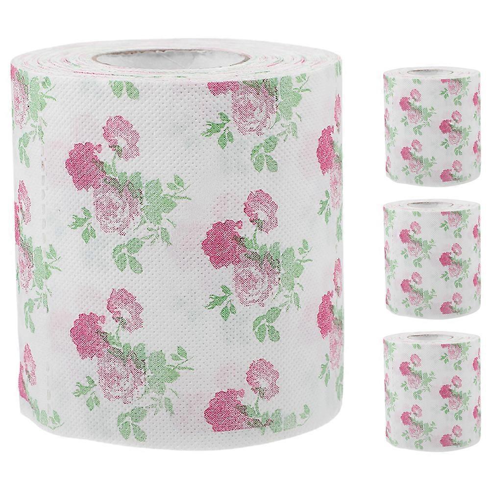 4 Rolls of Toilet Paper Printed Roll Paper Decorative Fun Printing Napkin Bathroom Tissue
