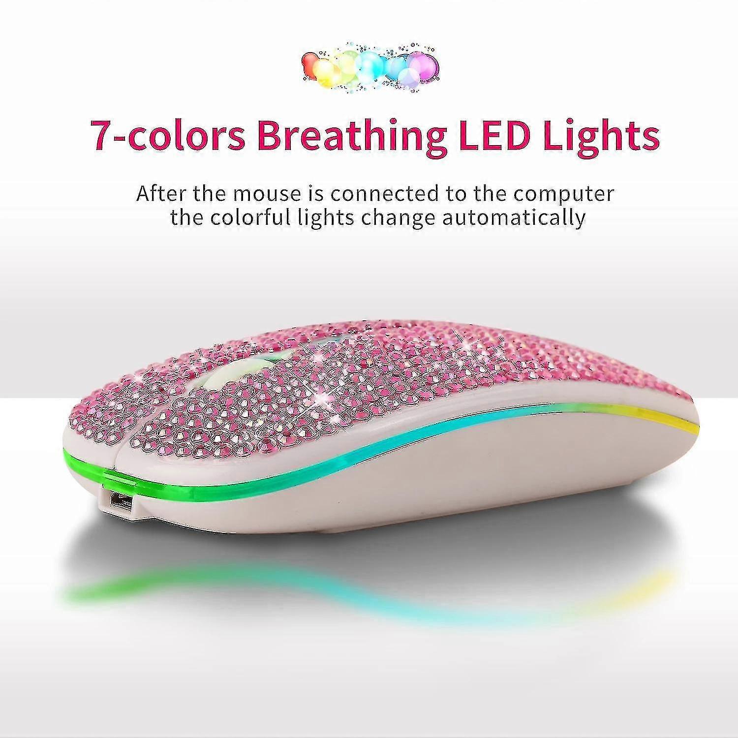 Dazzling Rechargeable Bluetooth Wireless Mouse With Crystal Diamond Rgb Backlit