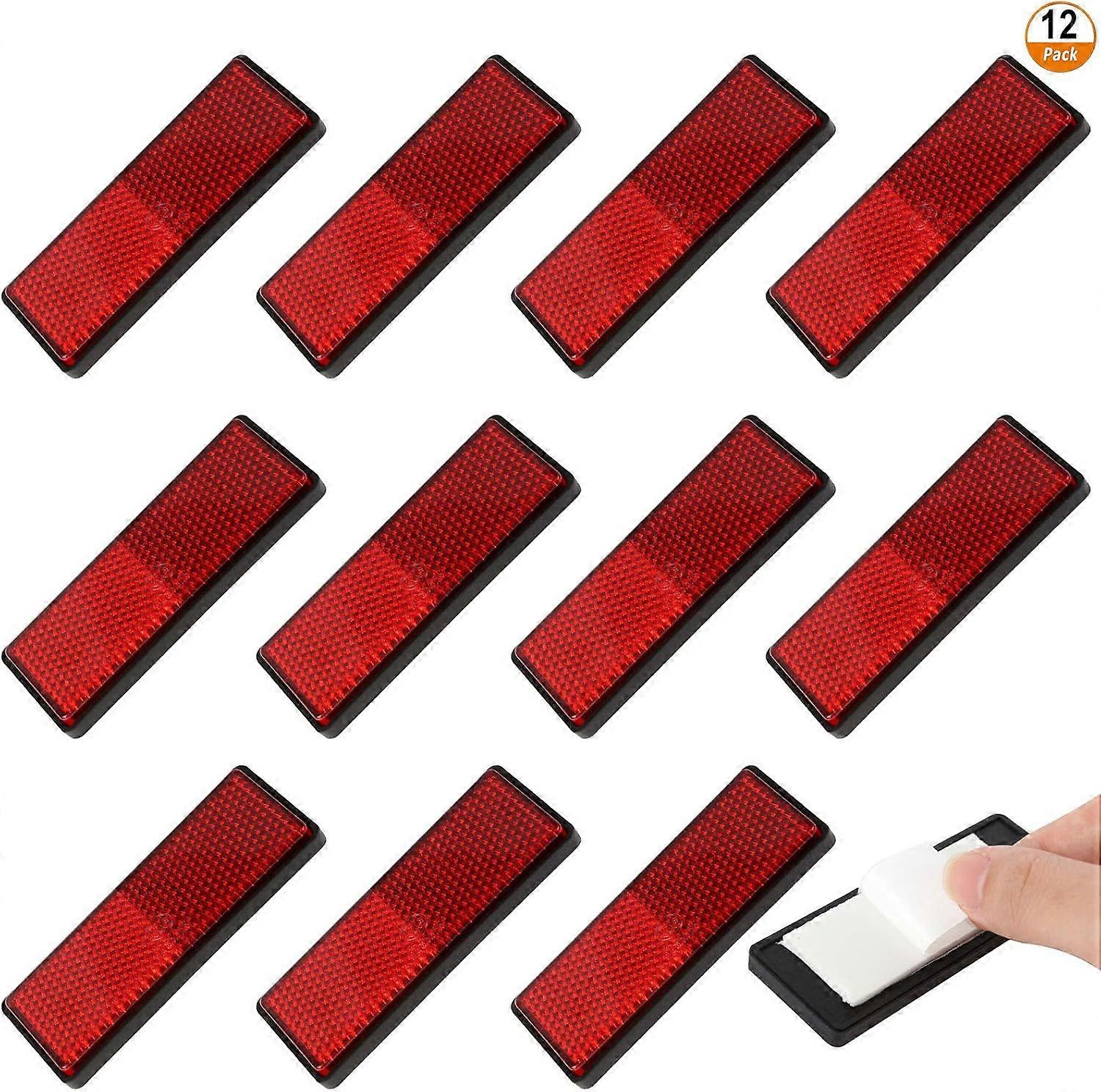 Rectangular Reflectors, 12 Pcs Safety Reflectors Are Used For Rv Caravan Car Trailer Safety Warning, Signage Reflector Adopts Self-Adhesive Design (Re