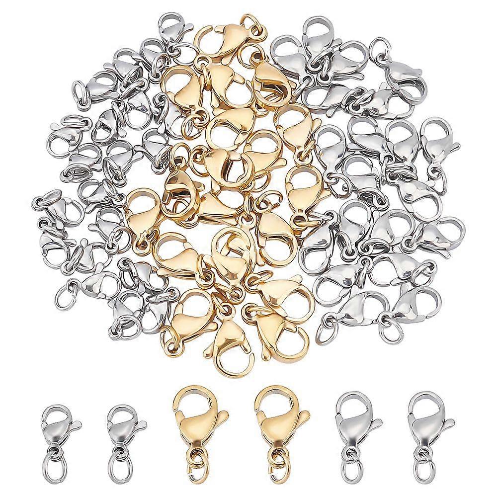 PVD Vacuum Plating 304 Stainless Steel Lobster Claw Clasps With Jump Ring Mixed Color 60pcs/box